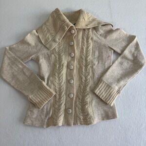 Saturday/Sunday Cardigan Sweater Women Small Oatmeal Beige Shawl Collar